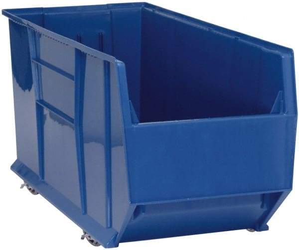 Quantum Storage - 175 Lb. Load Capacity, 41-7/8" Deep, Blue Polypropylene Hopper Stacking Bin - 17-1/2" High x 16-1/2" Wide x 41-7/8" Long - Industrial Tool & Supply