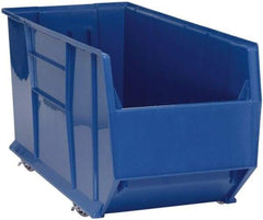 Quantum Storage - 175 Lb. Load Capacity, 41-7/8" Deep, Blue Polypropylene Hopper Stacking Bin - 17-1/2" High x 16-1/2" Wide x 41-7/8" Long - Industrial Tool & Supply