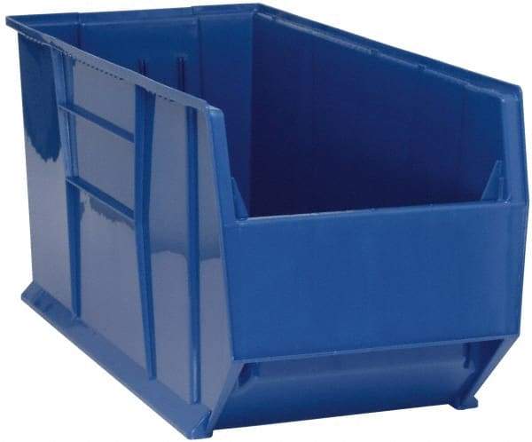 Quantum Storage - 175 Lb. Load Capacity, 41-7/8" Deep, Blue Polypropylene Hopper Stacking Bin - 17-1/2" High x 16-1/2" Wide x 41-7/8" Long - Industrial Tool & Supply