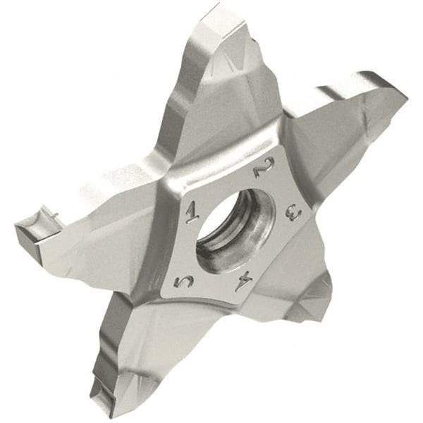 Iscar - PENTA PB IC908 Grade, 0.0787" Cutting Width, Carbide Cutoff Insert - Neutral Lead Angle, 0.008" Cnr Rad, TiAlN Coated, Other End - Industrial Tool & Supply