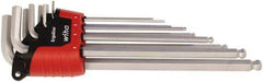 Wiha - 9 Piece L-Key Ball End Hex Key Set - Hex Range 1.5 to 10mm - Industrial Tool & Supply