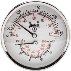 Winters - 3" Dial, 1/2 Thread, 0-100 Scale Range, Pressure Gauge - Center Back Connection Mount, Accurate to 0.03% of Scale - Industrial Tool & Supply