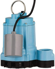 Little Giant Pumps - 4/10 hp, 9 Amp Rating, 115 Volts, Piggyback Mechanical Float Operation, Effluent Pump - 1 Phase, Cast Iron Housing - Industrial Tool & Supply