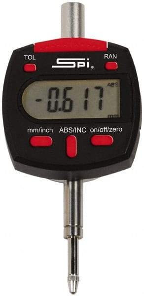 SPI - 0 to 0.5 Inch Range, 0.00005 Inch Resolution, Electronic Drop Indicator - Lithium Battery - Industrial Tool & Supply