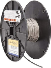 Value Collection - 50' Long, 1/8" Diam, Aircraft Cable - 1,780 Lb Breaking Strength, Material Grade 316, 7 x 19 Strand Core - Industrial Tool & Supply