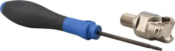 Seco - 1" Cut Diam, 0.03" Max Depth, M12 Modular Connection Indexable High-Feed End Mill - Screw Holding Method, LP.. 06 Insert, R217.21 Toolholder, Through Coolant - Industrial Tool & Supply