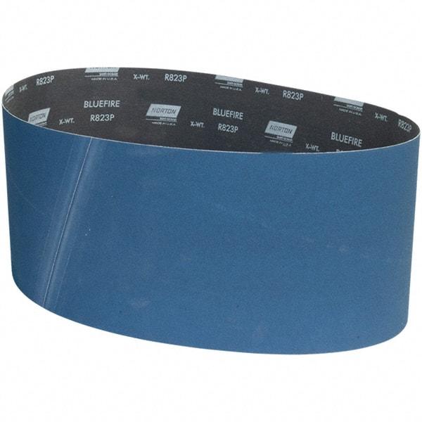 Norton - 9" Wide x 60" OAL, 120 Grit, Zirconia Alumina Abrasive Belt - Zirconia Alumina, Coated, X Weighted Cloth Backing - Industrial Tool & Supply