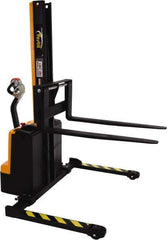 Vestil - 1,500 Lb Capacity, 64" Lift Height, Battery Powered Stacker - 1-1/2" Lowered Height, 42" Fork Length, 58-1/2" Overall Width - Industrial Tool & Supply