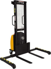 Vestil - 770 Lb Capacity, 59" Lift Height, Battery Powered Stacker - 1-9/16" Lowered Height, 30" Fork Length, 45" Overall Width - Industrial Tool & Supply