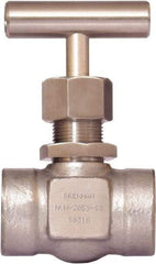 Brennan - 3/4" Pipe, Straight Needle Valve - PTFE Seal, Tube Ends, Stainless Steel Valve, 6,000 Max psi - Industrial Tool & Supply