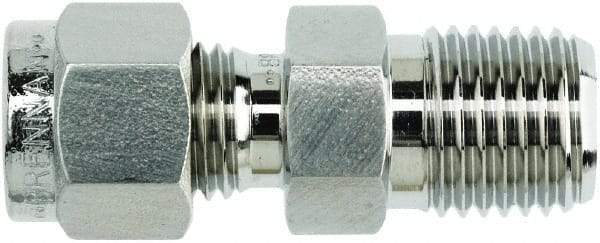Brennan - 1/2" OD, Stainless Steel Male Connector - NPT Ends - Industrial Tool & Supply