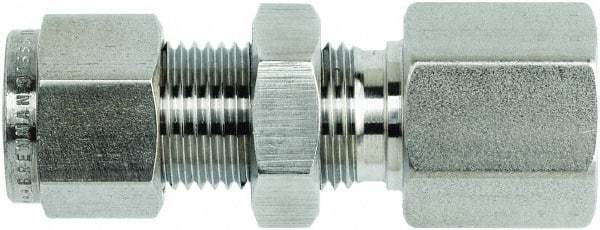 Brennan - 1/2" OD, Stainless Steel Bulkhead Female Connector - Comp x FNPT Ends - Industrial Tool & Supply