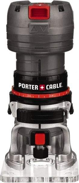 Porter-Cable - 31,000 RPM, 0.5 HP, 5.6 Amp, Laminate Trimmer Electric Router - 120 Volts, 1/4 Inch Collet - Industrial Tool & Supply