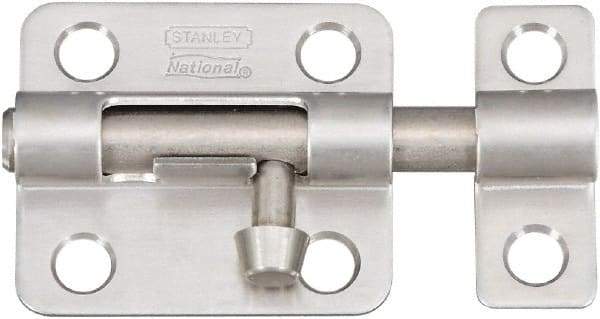 National Mfg. - 2-1/2" Long, 1-1/2" Wide Barrel Bolts - Stainless Steel - Industrial Tool & Supply