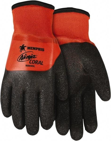 MCR Safety - Size 2XL (11) PVC with Black Coral Coated Nylon Work Gloves - Fully Coated, Paired - Industrial Tool & Supply
