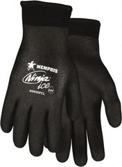 MCR Safety - Size L Work Gloves - Knit Wrist Cuff, Black Polymer, Shell, White Logo, Hem, Paired - Industrial Tool & Supply