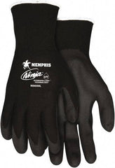 MCR Safety - Size L, ANSI Puncture Lvl 2, Abrasion Lvl 3, Cut & Puncture Resistant Gloves - Palm Coated, Black - Industrial Tool & Supply
