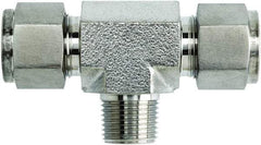 Brennan - 3/8" OD, Stainless Steel Male Branch Tee - Comp x Comp x MNPT Ends - Industrial Tool & Supply