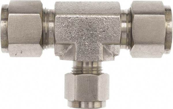 Brennan - 1/2" OD, Stainless Steel Union Tee - Comp x Comp x Comp Ends - Industrial Tool & Supply
