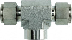 Brennan - 1/2" OD, Stainless Steel Female Branch Tee - Comp x FNPT Ends - Industrial Tool & Supply