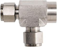 Brennan - 1/2" OD, Stainless Steel Female Run Tee - Comp x FNPT x Comp Ends - Industrial Tool & Supply