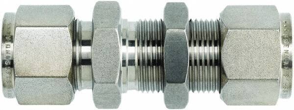 Brennan - 1/2" OD, Stainless Steel Bulkhead Union - Comp x Comp Ends - Industrial Tool & Supply