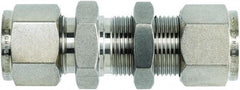 Brennan - 1/4" OD, Stainless Steel Bulkhead Union - Comp x Comp Ends - Industrial Tool & Supply
