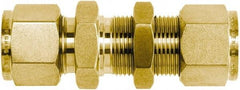 Brennan - 1/2" OD, Brass Bulkhead Union - Comp x Comp Ends - Industrial Tool & Supply