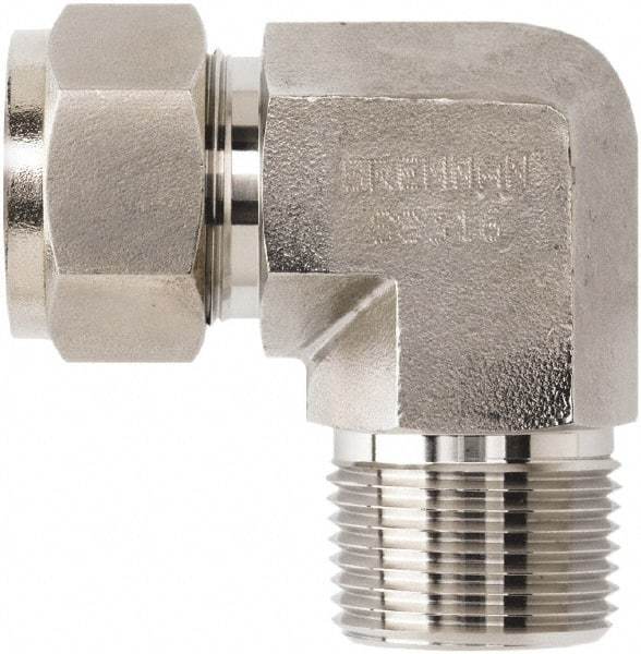 Brennan - 5/8" OD, Stainless Steel Male Elbow - MNPT Ends - Industrial Tool & Supply