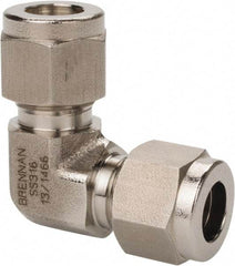 Brennan - 3/8" OD, Stainless Steel Union Elbow - Comp x Comp Ends - Industrial Tool & Supply