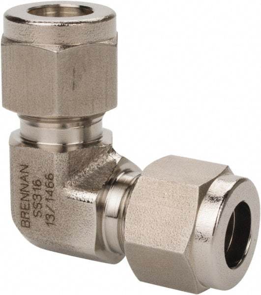 Brennan - 1/2" OD, Stainless Steel Union Elbow - Comp x Comp Ends - Industrial Tool & Supply