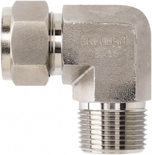 Brennan - 3/4" OD, Stainless Steel Male Elbow - Comp x MNPT Ends - Industrial Tool & Supply