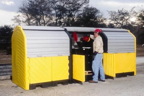 UltraTech - 75 Gal Sump, 9,000 Lb Capacity, 12 Drum, Polyethylene Spill Deck or Pallet - 136" Long x 64" Wide x 88" High, Liftable Fork, Drain Included, Low Profile, 2 x 2 Drum Configuration - Industrial Tool & Supply