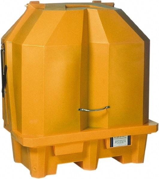 UltraTech - 66 Gal Sump, 3,000 Lb Capacity, 2 Drum, Polyethylene Spill Deck or Pallet - 57" Long x 31" Wide x 65" High, Liftable Fork, Drain Included, Inline Drum Configuration - Industrial Tool & Supply