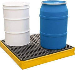 UltraTech - 66 Gal Sump, 2,400 Lb Capacity, 4 Drum, Polyethylene Spill Deck or Pallet - 56" Long x 25" Wide x 8" High, Liftable Fork, 2 x 4 Drum Configuration - Industrial Tool & Supply