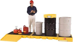 UltraTech - 121 Gal Sump, 7,500 Lb Capacity, 5 Drum, Polyethylene Spill Deck or Pallet - 129-3/4" Long x 5-3/4" Wide x 26" High, Low Profile, Inline Drum Configuration - Industrial Tool & Supply