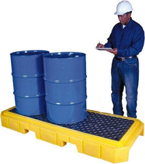 UltraTech - 66 Gal Sump, 4,500 Lb Capacity, 3 Drum, Polyethylene Spill Deck or Pallet - 76" Long x 27" Wide x 9" High, Liftable Fork, Drain Included, Low Profile, Inline Drum Configuration - Industrial Tool & Supply