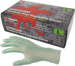 MCR Safety - Size XL, 6-1/2 mil, Industrial Grade, Powdered Vinyl Disposable Gloves - 9-1/2" Long, Green, Smooth Rolled Cuffs, FDA Approved, Ambidextrous - Industrial Tool & Supply