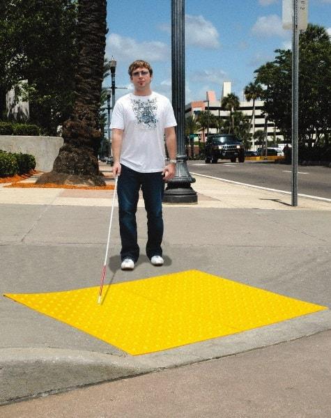 UltraTech - 2 Ft. Long x 2 Ft. Wide, Urethane Surface, Molded Bubble Entrance Matting - Outdoor, Heavy Traffic, Urethane, Yellow - Industrial Tool & Supply