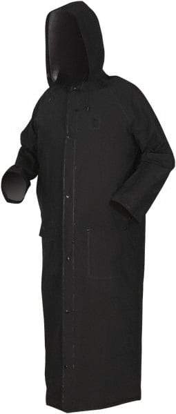 MCR Safety - Size M, Black, Rain Jacket - 2 Pockets, Detachable Hood - Industrial Tool & Supply