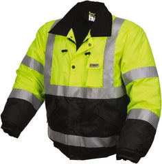 MCR Safety - Size 4XL, Lime, Rain, Cold Weather Rain Jacket - 3 Pockets, Rollaway Hood - Industrial Tool & Supply