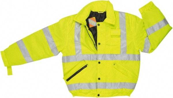 MCR Safety - Size 3XL, High Visibility Lime, Rain, Cold Weather Rain Jacket - 3 Pockets, Attached Hood - Industrial Tool & Supply
