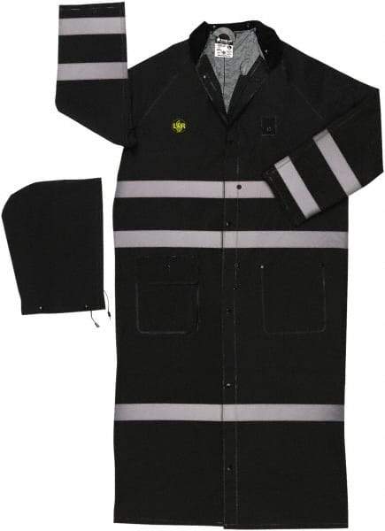 MCR Safety - Size XL, Black, Rain Jacket - 2 Pockets, Attached Hood - Industrial Tool & Supply