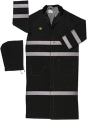 MCR Safety - Size XL, Black, Rain Jacket - 2 Pockets, Attached Hood - Industrial Tool & Supply