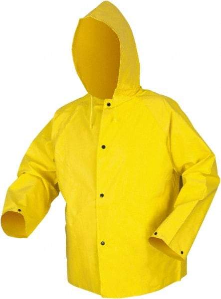 MCR Safety - Size M, Yellow, Rain, Flame Resistant/Retardant Jacket - 56" Chest, Detachable Hood - Industrial Tool & Supply