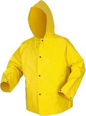 MCR Safety - Size M, Yellow, Rain Jacket - Detachable Hood - Industrial Tool & Supply