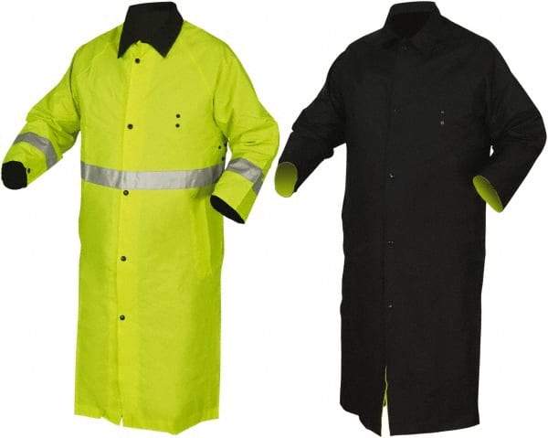 MCR Safety - Size L, Yellow, Rain Jacket - 2 Pockets, Detachable Hood - Industrial Tool & Supply