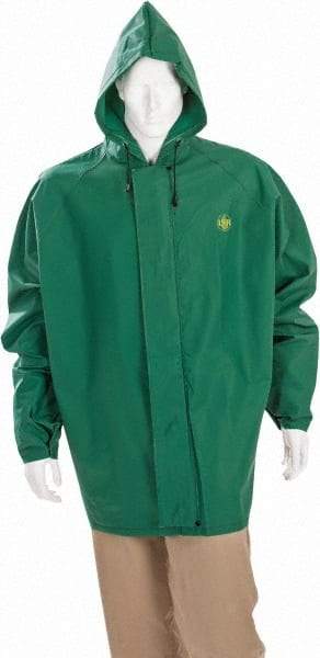 MCR Safety - Size 3XL, Green, Rain Jacket - Attached Hood - Industrial Tool & Supply