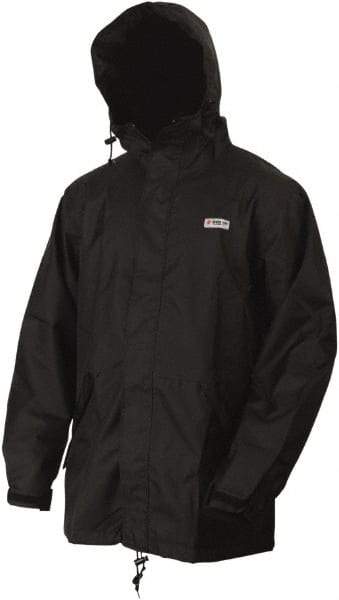 MCR Safety - Size M, Yellow, Rain Jacket - 2 Pockets, Attached Hood - Industrial Tool & Supply