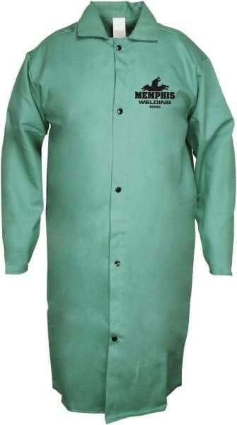 MCR Safety - Size M Welding & Flame Resistant/Retardant Coat - Green, Cotton, Snaps Closure - Industrial Tool & Supply